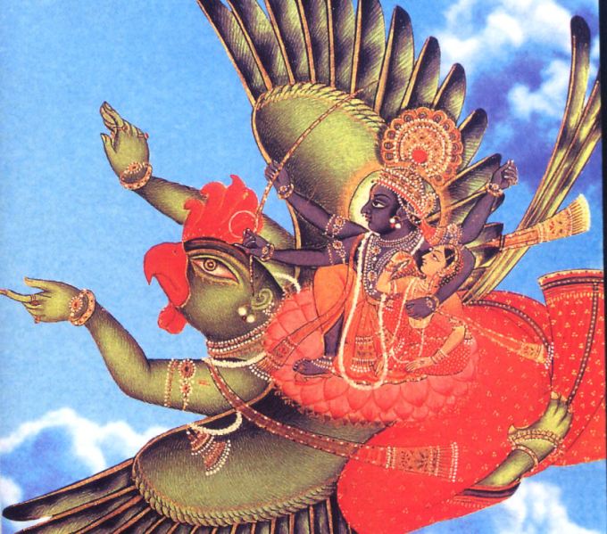 Vishnu riding Garuda